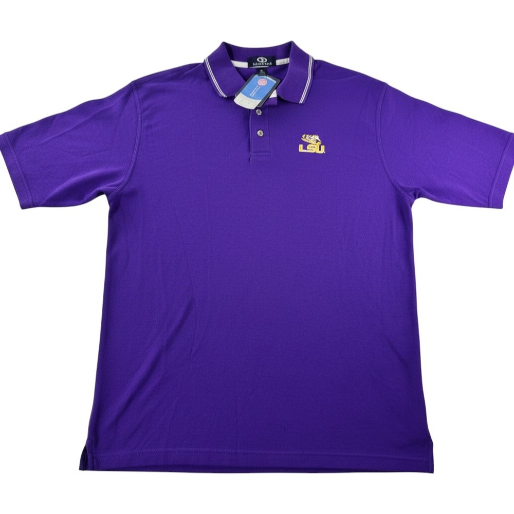 Vantage LSU‎ Tigers Polo Shirt Large Purple Cotton Short Sleeve Logo 2765 NWT